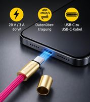 Cordón para celular Intenso como cable de carga y datos, 2 puertos USB-C, hasta 1,65 metros, carga rápida de hasta 60 vatios. **Producto de segunda mano – Probado y en perfecto funcionamiento**. 