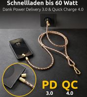 Cordón para celular Intenso como cable de carga y datos, 2 puertos USB-C, hasta 1,65 metros, carga rápida de hasta 60 vatios. **Producto de segunda mano – Probado y en perfecto funcionamiento**. 