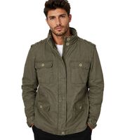 modische Build Your Brand Britannia Feldjacke Herren Baumwoll-Jacke mit Stehkragen und Kapuze B3116 in Schwarz oder Oliv-Grün