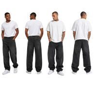 Lässige URBAN CLASSICS Herren Jeans im Loose Fit mit weitem Bein Baumwoll-Jeans Baggy Denim Hose in Schwarz/Grau oder Schwarz