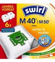 Paquete de 6 bolsas para aspiradora Swirl M40/M50 con filtro EcoPor (6 bolsas de filtro de polvo + 1 microfiltro, suministro para un año) **Producto de segunda mano – Probado y en perfecto estado** Blanco/Verde