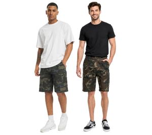 Brandit Men's Summer Cargo Shorts in Camouflage Design (Model BD2019) – Available in Camouflage/Green and Camouflage/Brown