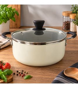 Bergner Creme Line Cooking Pot (Ø24cm) with Glass Lid, ILAG Essential Non-Stick Coating & Induction Base **B-Stock – inspected & fully functional** Cream-White