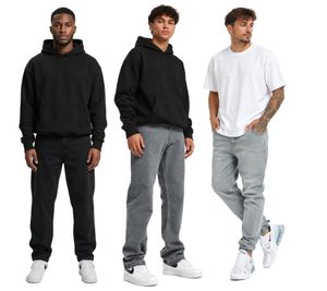 moderne DEF Herren Jeans Baumwoll-Hose Alltags-Jeans in Schwarz, Grau und Hell-Grau