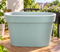 Jardinière de balcon Jelenia Plast, accessoire de balcon, env. 40 x 26 x 24 cm **Produit de seconde main – Inspecté et entièrement fonctionnel** Gris/Blanc