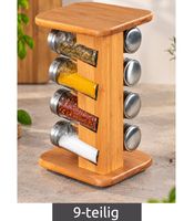 KESPER 8 Pots à Épices dans un Carrousel à Épices Pratique en Bambou Certifié FSC® env. 15 x 25,5 x 12,5 cm **Produit de seconde main – testé et parfaitement fonctionnel** Marron