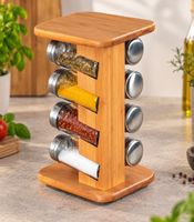KESPER 8 Pots à Épices dans un Carrousel à Épices Pratique en Bambou Certifié FSC® env. 15 x 25,5 x 12,5 cm **Produit de seconde main – testé et parfaitement fonctionnel** Marron