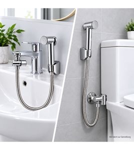 Kit douchette pratique pour lavabo et bidet avec flexible, support mural et matériel de montage – Produit de catégorie B (déstockage) – Vérifié et parfaitement fonctionnel – Chrome/Argent