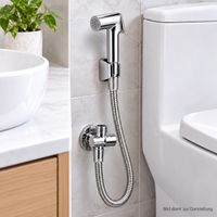 Practical washbasin & bidet hand spray set with shower hose, wall mount & mounting hardware – B-stock (inspected & fully functional) – Chrome/Silver