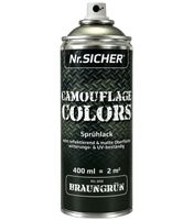 Nr. Sicher CAMOUFLAGE COLORS Spray Paint – non-reflective, matte, weather- & UV-resistant, 400ml (covers up to 2m²) **B-Stock – inspected** (Brown-Green)