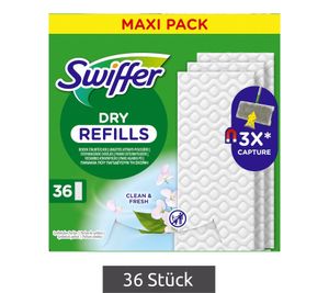 Lot de 36 lingettes de nettoyage à sec Swiffer MAXI PACK, parfum citron et fraîcheur pure, recharge **Produit de seconde main – Contrôlé** Blanc