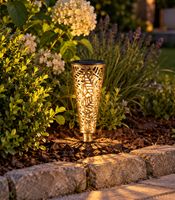 Magnifique lampe solaire de jardin en métal et plastique pour usage extérieur, lampe LED sans piquet, env. 18 cm **Produit de seconde main – testé** Cuivre