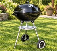 LANDMANN Holzkohle-Kugelgrill CG-I-415 mit Deckel, Lüftungsregler & Rollen Ø41cm **B-Ware – geprüft** in Schwarz