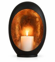  Ø 14 x 8 x 20cm Windlichtleuchte aus Metall mit kupferfarbenen Akzenten in Schwarz