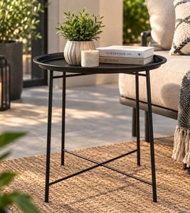 Mesa auxiliar metálica con tablero de polipropileno extraíble, 47,5 cm x 51 cm, 7623019, negra