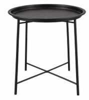 Mesa auxiliar metálica con tablero de polipropileno extraíble, 47,5 cm x 51 cm, 7623019, negra