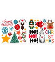 2er Pack Tattoo-Stumpenkerze aus Wachs mit 27 verschiedenen Weihnachtsmotiven zum Aufbringen Deko-Kerze ca. 12 × 5,7 cm Weiß