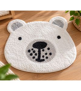 Tapis enfant TODAY lavable, motif ours mignon, 100 % coton, env. 50 x 60 cm, blanc/gris