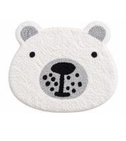 Tapis enfant TODAY lavable, motif ours mignon, 100 % coton, env. 50 x 60 cm, blanc/gris