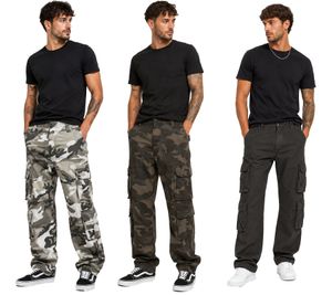 Robuste Build Your Brand Pure Vintage Cargo Hose Freizeithose Arbeits-Hose aus Baumwolle mit 8 Taschen in Grau/Weiß/Anthrazit Camouflage, Braun/Grün Camouflage oder Anthrazit 