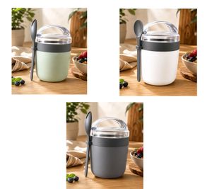 Duo Tableware 2-tier yogurt cup with muesli compartment and matching spoon – 310ml plastic cup (color selected at random)
