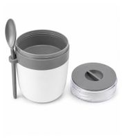 Duo Tableware 2-tier yogurt cup with muesli compartment and matching spoon – 310ml plastic cup (color selected at random)