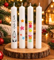 10-20 Kerzen in Mystery Kerzen Box mit Weihnachtsbaum-Tattoo Kerzen im Mix
