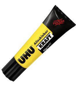 42g/ml UHU Kraft Flex All-Purpose Adhesive – transparent, water-resistant strong adhesive in a flexible black/yellow tube
