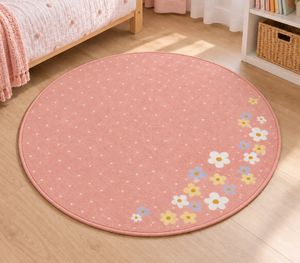 baby best "Mermaid" with Flowers Children's Rug (Ø 90 cm) – 100% Polyamide, Durable, Easy-Care & Non-Slip – Multicolored