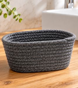 HEDURA Woven Cotton Decorative Storage Basket, approx. 20 x 10 x 13 cm, 9950227 Grey