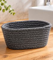 HEDURA Woven Cotton Decorative Storage Basket, approx. 20 x 10 x 13 cm, 9950227 Grey