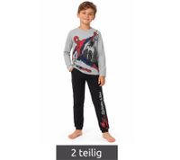 MARVEL Spider-Man 2-Piece Boys' Pajama Set – Spider-Man Design – Loungewear/Sleepwear (Long Pants) – Black/Grey