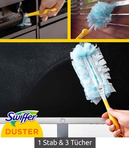 Kit de démarrage Swiffer Duster 1 bâton et 3 chiffons (manche + 3 lingettes) – **Produit de catégorie B (vérifié)** – Jaune/Bleu