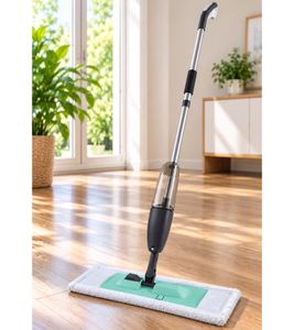 Balai spray avec housse de nettoyage, longueur 120 cm, réservoir d'eau de 500 ml, articulation à 360° et largeur de nettoyage de 44 cm **Produit de catégorie B – vérifié** (gris/bleu)