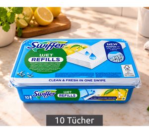 10 Swiffer - lingettes humides pour sols avec des milliers de fibres anti-déversement **Produit de seconde main - Vérifié** Recharges humides blanches