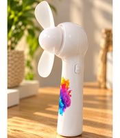 partytime Mini Ventilator – Handlicher tragbarer Ventilator für unterwegs, Reisen & Freizeit in Weiß inklusive Batterien 3x 1,5V AAA/R03 **B-Ware – geprüft** in Bunt