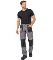 Praktische Herren Softshellhose mit reflektierenden Elementen Workwear Berufsbekleidung in Schwarz/Grau/Grün