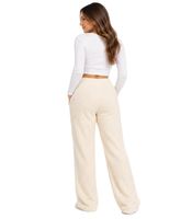 Pantalón de mujer LA GEAR de suave tejido tipo borreguito – Cómodo pantalón de felpa en beige
