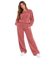 Cozy LA GEAR Women's Teddy Fleece Pants – Comfortable Teddy Lounge Pants in Mahogany/Pink