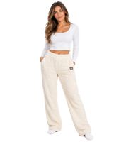 Cómodo pantalón de forro polar tipo borreguito para mujer LA GEAR – Pantalón suave y acogedor en caoba/rosa o beige