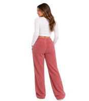 Cómodo pantalón de forro polar tipo borreguito para mujer LA GEAR – Pantalón suave y acogedor en caoba/rosa o beige