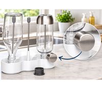 Égouttoir à bouteilles HEDURA 29 x 27 x 12,5 cm avec tiges en acier inoxydable **Produit de second choix – vérifié** (Blanc/Argent)