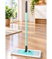 Balai plat avec housse – Manche télescopique jusqu'à 130 cm – Largeur de nettoyage de 44 cm – **Produit de catégorie B (déstockage) – vérifié** – Bleu clair