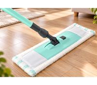Balai plat avec housse – Manche télescopique jusqu'à 130 cm – Largeur de nettoyage de 44 cm – **Produit de catégorie B (déstockage) – vérifié** – Bleu clair