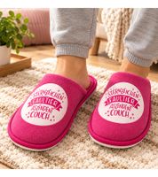 Zapatillas de casa Camprella para mujer: diseño «Signo del zodiaco: Perezoso / Ascendente: Sofá», acogedoras, de microfibra, con interior acolchado suave. Color rosa. Ideal para regalo.