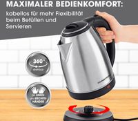 Bouilloire en acier inoxydable GOURMETmaxx (1,8 L, 1500 W, base rotative à 360°) – **Produit de catégorie B (vérifié)** – Argent/Noir