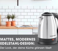 Bouilloire en acier inoxydable GOURMETmaxx (1,8 L, 1500 W, base rotative à 360°) – **Produit de catégorie B (vérifié)** – Argent/Noir