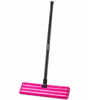 Steinbach flat floor mop incl. 2 microfiber mop pads, 3-in-1 cleaning system with fully adjustable telescopic handle – flat mop for wet and dry cleaning **B-stock – inspected** Black
