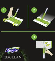 Practical Swiffer floor sweeper including handle, 4 dry cloths & 2 wet cloths – 3D fibers – B-stock – inspected – Green