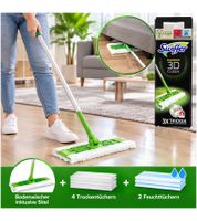 Practical Swiffer floor sweeper including handle, 4 dry cloths & 2 wet cloths – 3D fibers – B-stock – inspected – Green